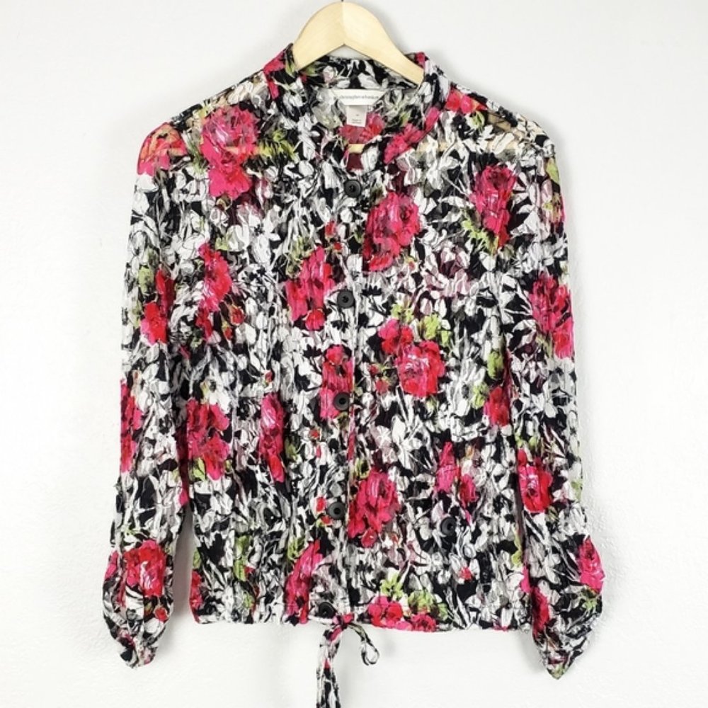 Christopher & Banks Rose Lace Floral Blouse